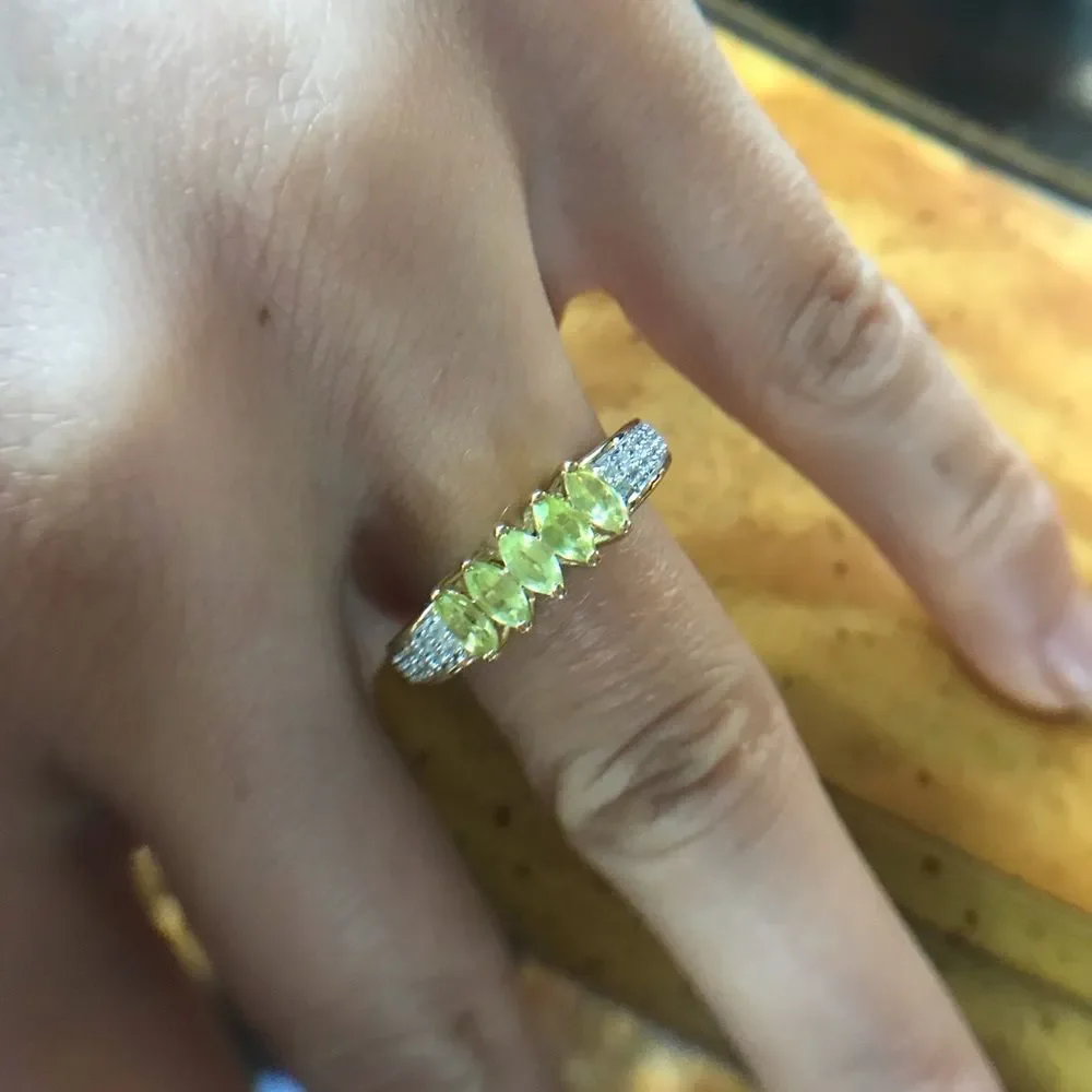 Natural Sava Sphene Sterling Silver 18k Gold Vermeil Ring Size 7
